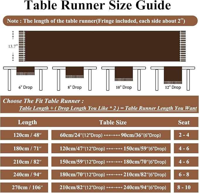 Botanical Floral Dining Table Runner Dark Brown 13 x 71 Inch | Jacquard Flower - Image 7