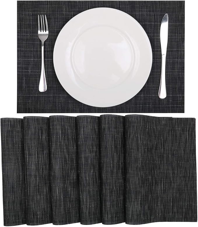 SHACOS Placemats Set of 6 Woven Vinyl Place Mats - Image 8