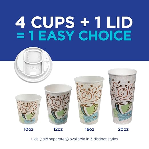 Dixie PerfecTouch 10 oz Paper Coffee Cups By GP PRO, Coffee Haze Design - Image 9