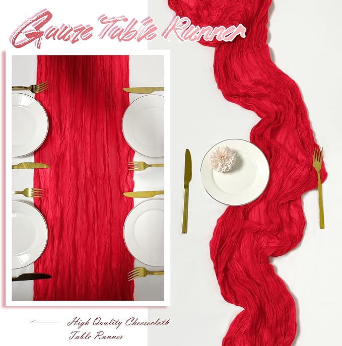 15 Pack Red Cheesecloth Table Runner 17 x 108 inch Cheese Cloth Table Runners - Image 6
