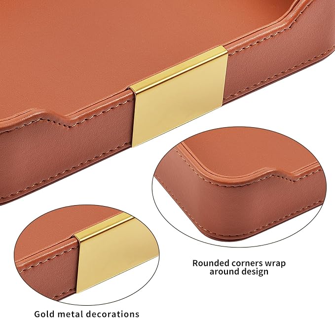 Luxury Leather Valet Tray Desktop Storage Organizer, Bedside Vanity Catchall - Image 6