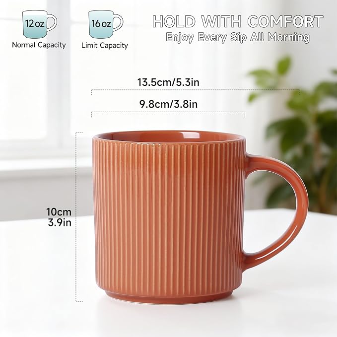 MONITO 16Oz Coffee Mugs Set of 4, Rustic Ceramic Coffee Cups Set - Image 2