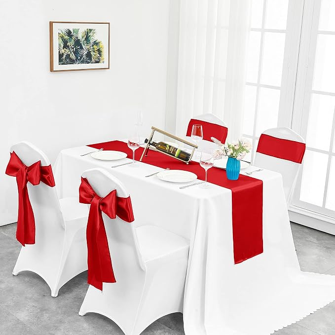 10-Pack Red Satin Table Runner 12 x 108 Inch Long Bright and Smooth Silk Fabric - Image 5