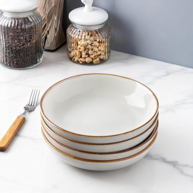 AmorArc 8.5’’ Ceramic Pasta Bowls Set of 4, 36oz Large Stoneware Bowls Set | - Image 7
