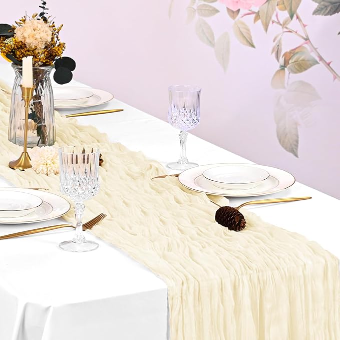 10 Pack Ivory Cheesecloth Table Runner 17x108 Inch Boho Gauze Cheese Cloth - Image 5