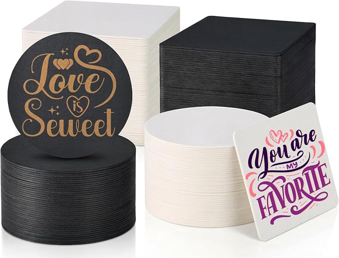 200 PCS Disposable Paper Coasters, Thickened 1.5mm 4 Inch Cardboard Blanks | by GOHDODD