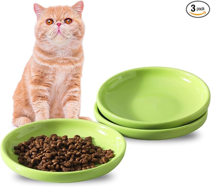 3 PCS Ceramic Cat Bowls, 5.5 in Pet Food Bowl Cat Dishes by Howise