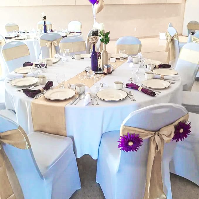 10-Pack Champagne 12 x 108 inches Long Premium Satin Table Runner | Wedding - Image 6