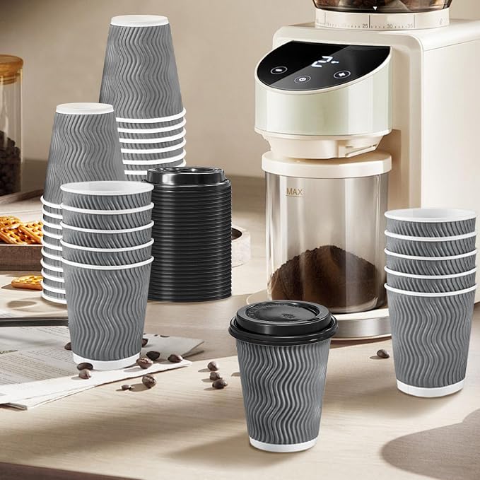 Clawsoff 100 Pack 10 oz Disposable Insulated Coffee Cups - Image 3