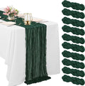 10 Pack Dark Green Cheesecloth Table Runner 6FT Boho Gauze Fabric Table Runner by HAISIWLKJ
