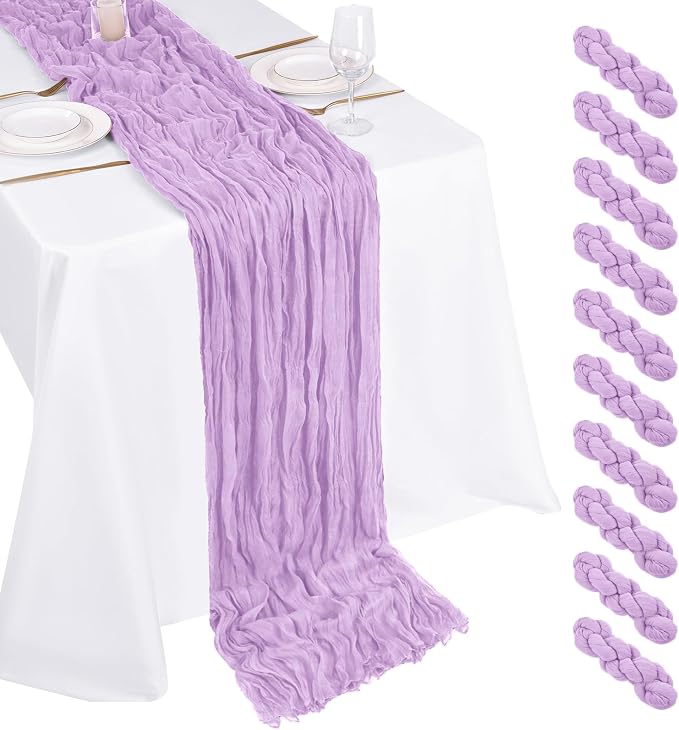 10 Pack Lavender Cheesecloth Table Runner 17x108 Inch Boho Gauze Cheese Cloth by Unknown