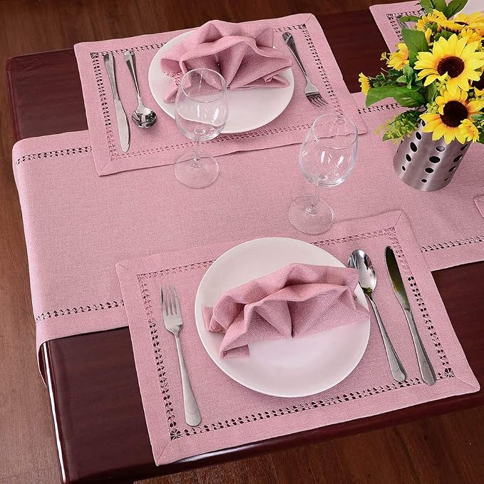 Grelucgo Handcrafted Solid Color Dining Table Runner, Double-Hemstitched - Image 3
