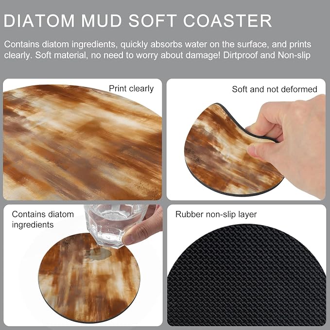 Burnt Orange Coasters Set of 4, Absorbent Coasters - Image 9