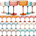Jingmore 24 Pcs Ribbed Martini Glasses 10 oz Disposable Plastic Vintage Ribbed by Jingmore