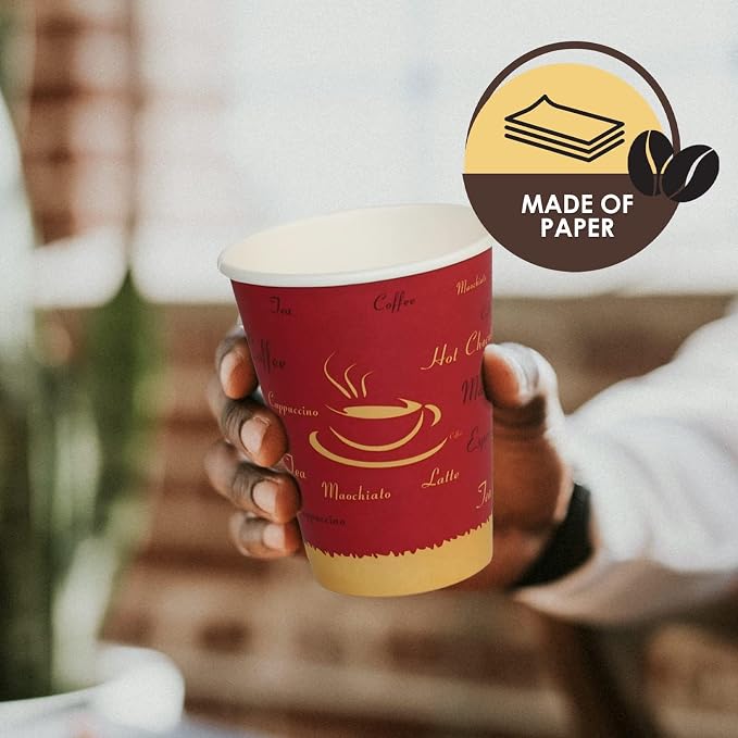 PAMI Disposable Paper Coffee Cups 12 oz, Single-Use, Leak Resistant, 1000 Ct - Image 3