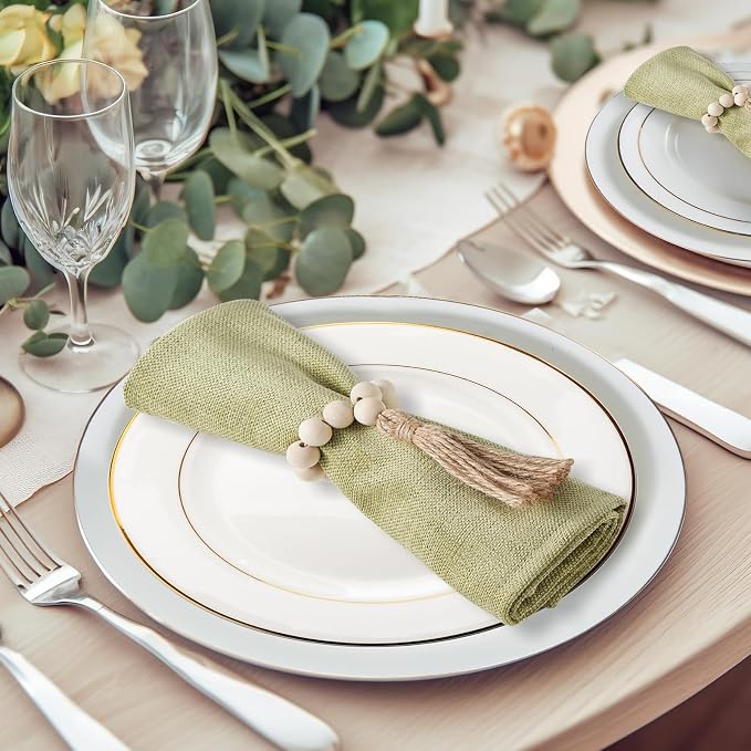 APTWOW Napkin Rings Set of 20, Wooden Napkin Rings, Wood Bead Napkins Rings - Image 4