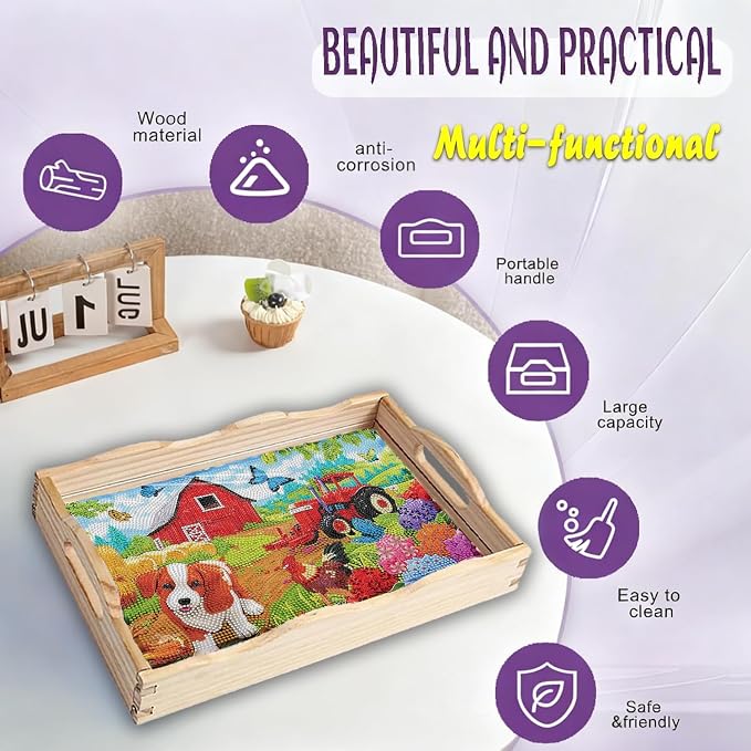 EWJRNSF Diamond Art Kits for Adults Wooden Serving Trays - Image 4