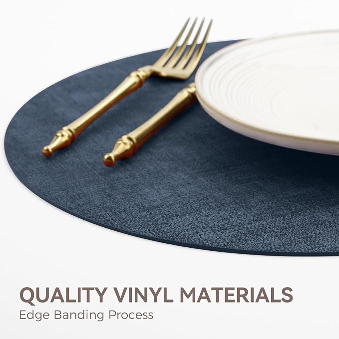 13" Round Placemats Set of 12, Reversible Faux Leather Heat Resistant Table Mats - Image 5