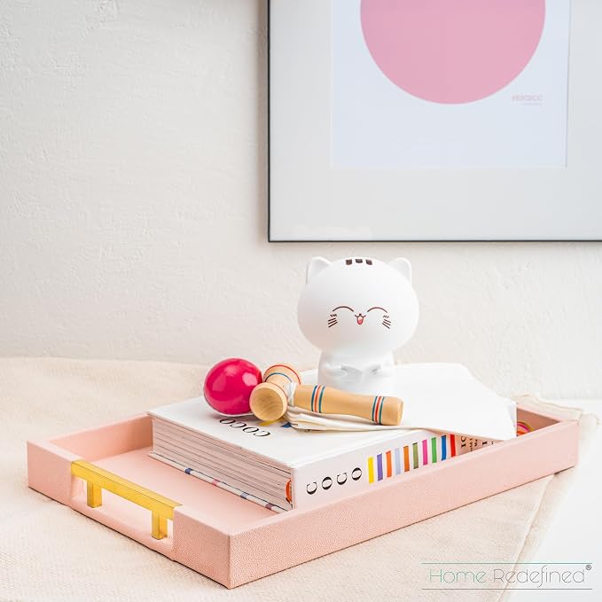 Home Redefined Modern Elegant 17.5"x12" Rectangle Baby Pink Tray Glossy - Image 5