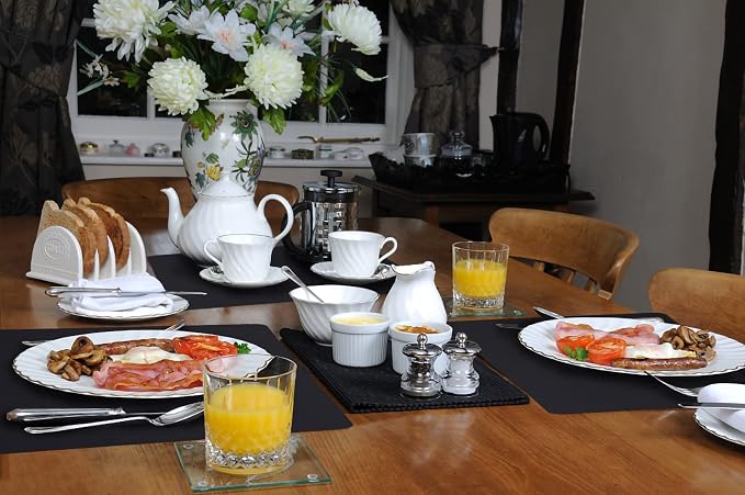 Vinjiasin Placemats Set of 6 Black Leather Place Mats Kitchen Dining Table Mats - Image 7