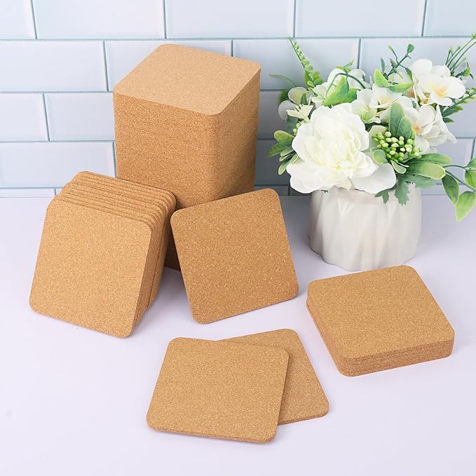 130 Pieces 4 x 4 Inch Cork Coasters - Image 4