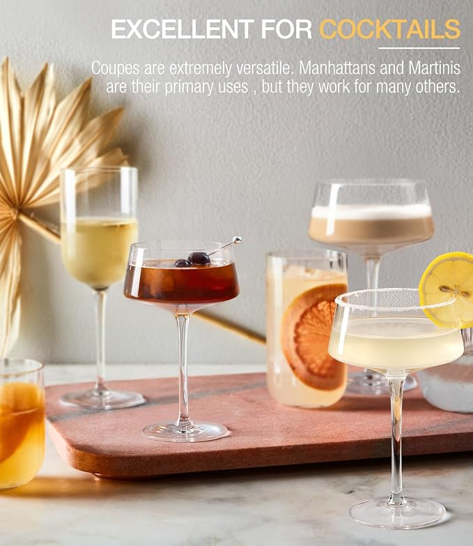 Martini Glasses Set of 6, Coupe Cocktail Glasses - Image 4