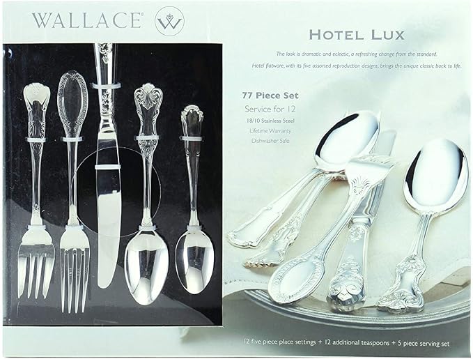 Wallace Hotel 77-Piece Flatware Set, 18/10 Stainless Steel Silverware Set - Image 10