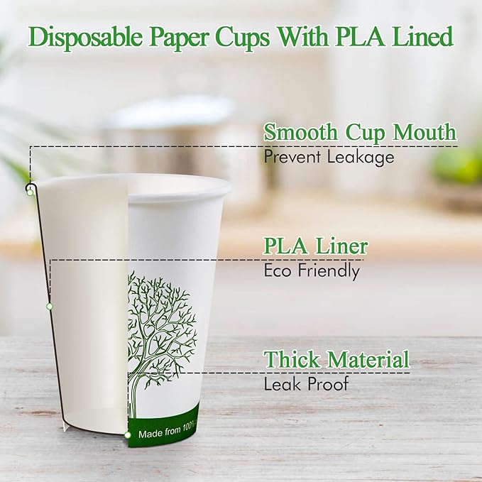 ECOLipak 210 Count 16 oz Compostable Paper Cup, Disposable Paper Coffee Cup | - Image 2