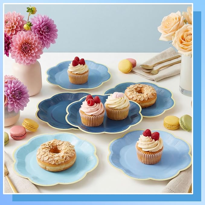 60 Pcs Blue Party Plates, 7 In Dusty Blue Dessert Plates - Image 5