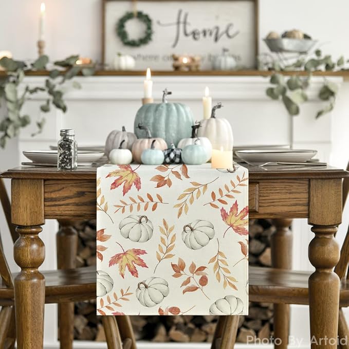 Artoid Mode 210 GSM Fall Table Runner 13x108 Inch Home Party Decor | Orange - Image 2