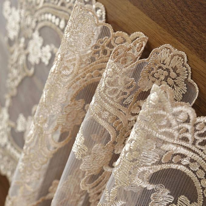 ARTABLE Champagne Lace Table Runner Macrame Dresser Scarf 10 x 47 Inch | - Image 5
