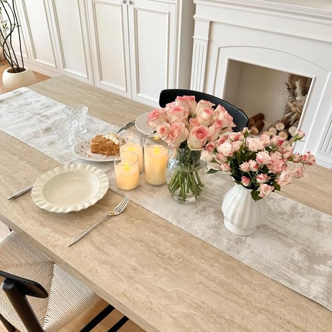 Beige Table Runner, Waterproof Thick Table Runners 48 Inches Long, Farmhouse - Image 5