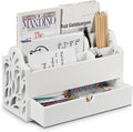 Desk Organizer with Drawer Wood File Office Mail Organizer Countertop | 5 Slot by Dhmkfly