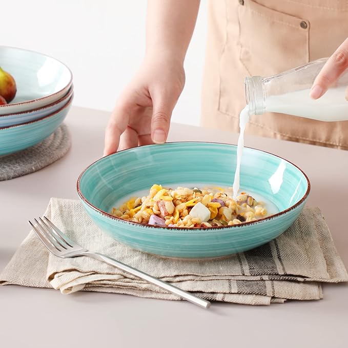 vancasso Bonita 38 oz Ceramic Pasta Bowls Set of 6, Microwave & Dishwasher Safe - Image 5
