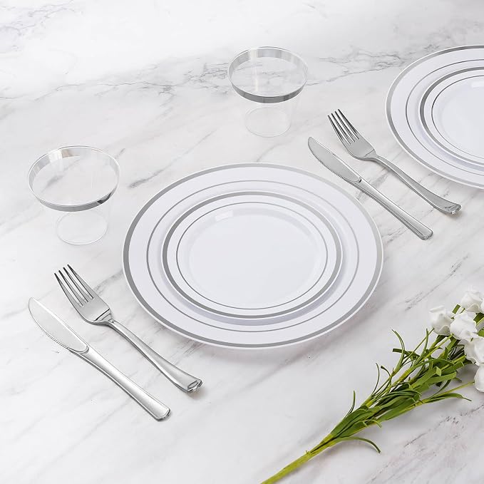 300 Pieces Silver Disposable Dinnerware Set - Image 4