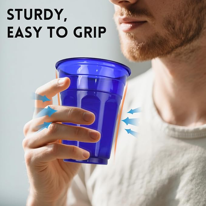 EcoDispose 48 Pack 16oz Colorful Reusable Plastic Cups | Stackable Spill Proof - Image 4