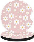 2pcs Cute White Flowers Car Coasters, Absorbent Universal neoprener Cup Holder by Unknown