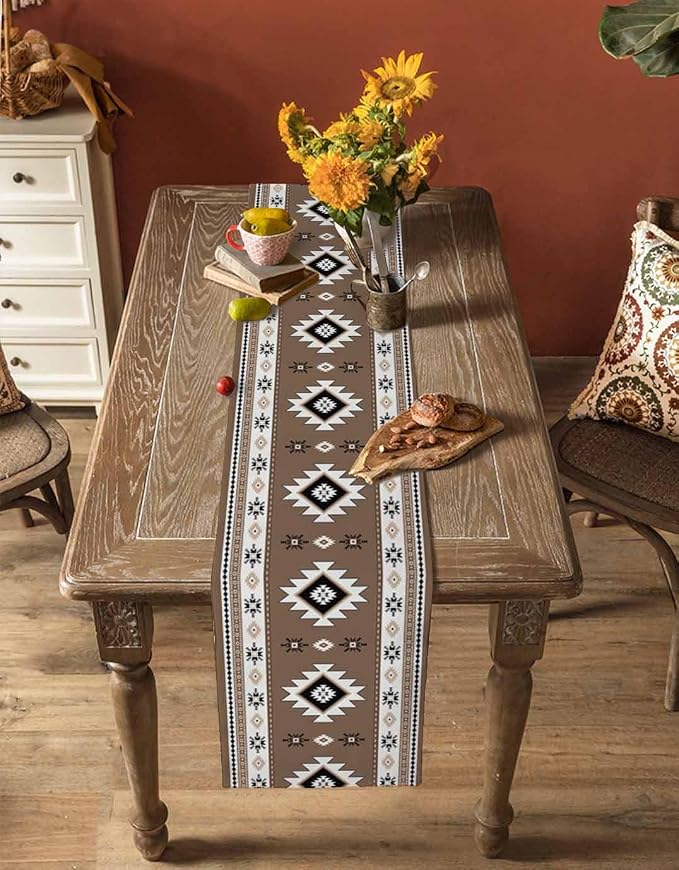 Southwest Aztec Table Runners 72 Inches Long, Cotton Linen Fabric Table Runner - Image 4