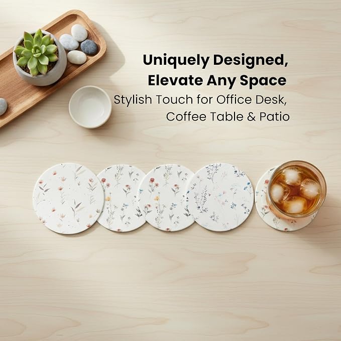 Ceramic Marble Coasters Set of 6, Absorbent Drink Coasters - Image 6