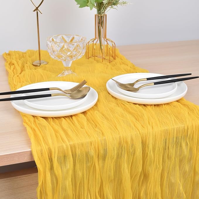 Yellow Cheesecloth Table Runner Cheese Cloth Wedding Birthday Party Decor | - Image 5