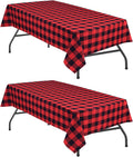 Red and Black Plaid Tablecloth Waterproof, 2 Pack, 54 x 80 inch | Checkered by Hiasan