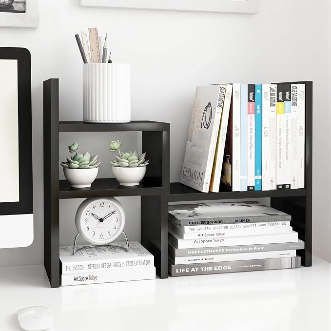 Jerry & Maggie Adjustable Rotatable Wood Desktop Display Shelf Black | Wooden by JERRYMAGGIE