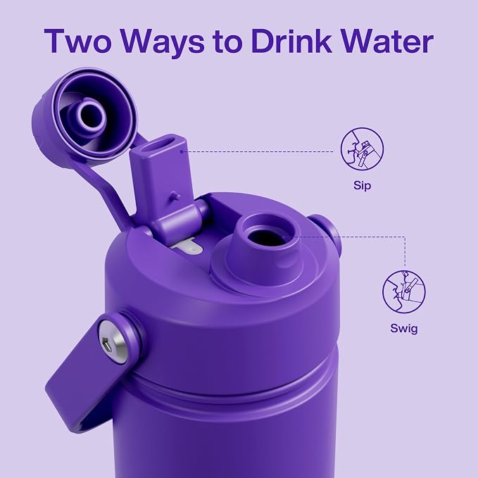 Kids Insulated Water Bottle - 12oz Stainless Steel Water Bottle with Dual Spouts - Image 3