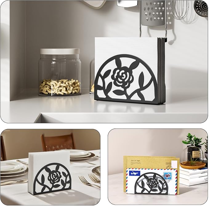 Epicano Napkin Holder for Table, Metal Rose Standing Napkin Holderfor Kitchen - Image 5