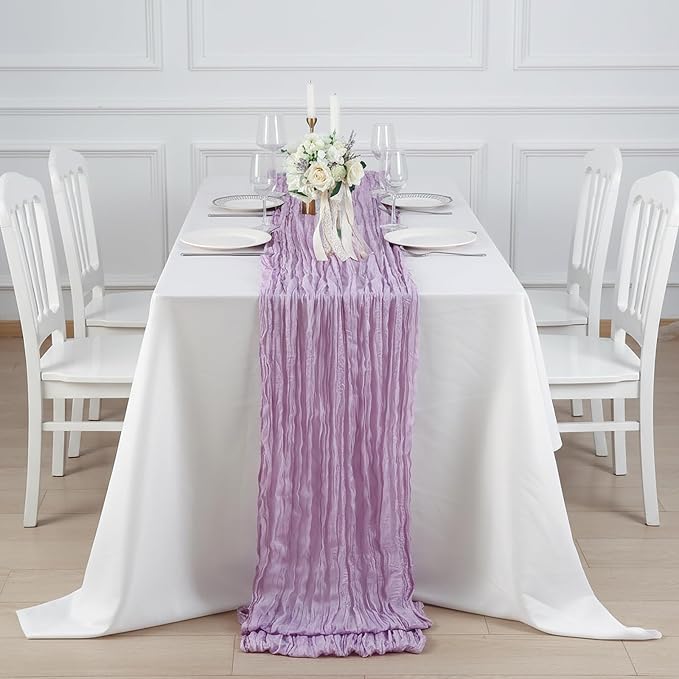 12 Pack Lilac Purple Cheesecloth Table Runner 120 Inch Boho Wedding Decor | - Image 4