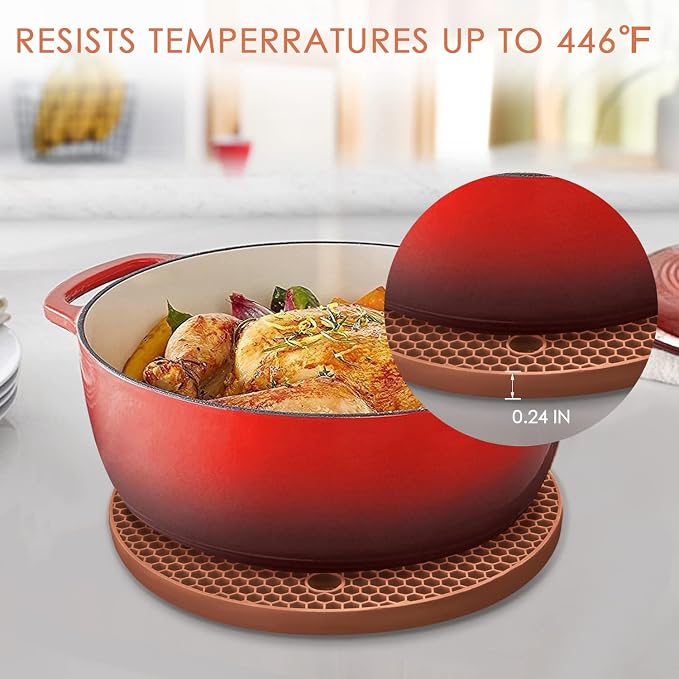 Silicone Trivets for Hot Dishs, 7 Inch & 9 Inch Heat Resistant Silicone Hot - Image 6