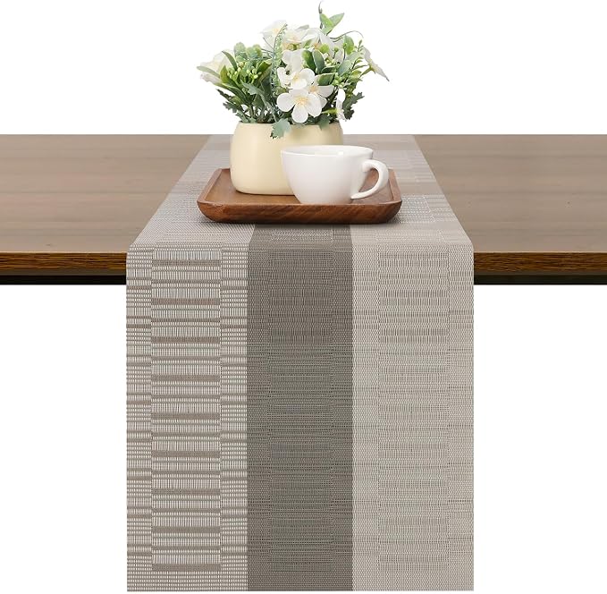 Table Runner 53 Inches Long, Vinyl Woven Farmhouse Table Runners | Washable by Chitomars