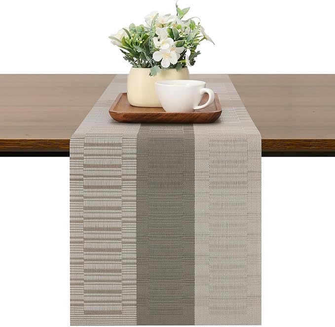 Table Runner 88 Inches Long, Vinyl Woven Farmhouse Table Runners | Washable by Chitomars