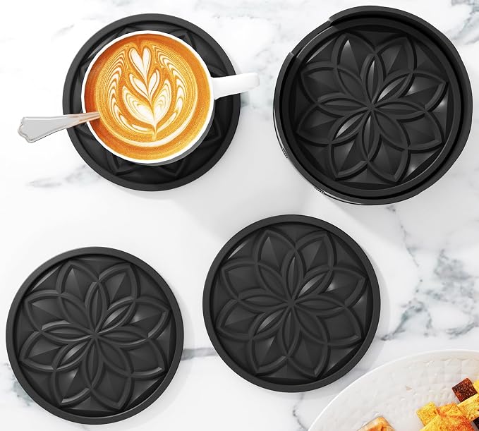 HFHOME Coasters for Drinks 4 Pcs Silicone Coasters Set, Drink Coaster for - Image 5