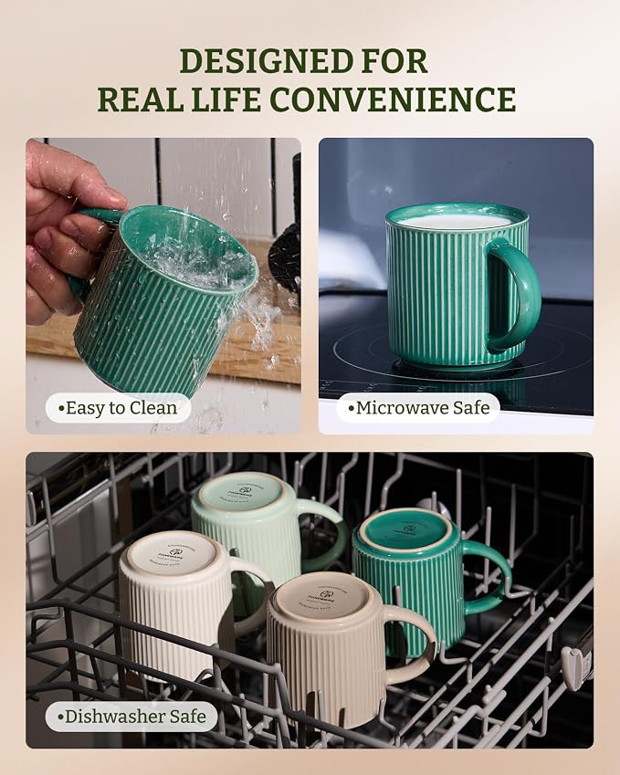 famiware Coffee Mug Set for 4, Star 12 oz Catering Mugs Cup Set - Image 7